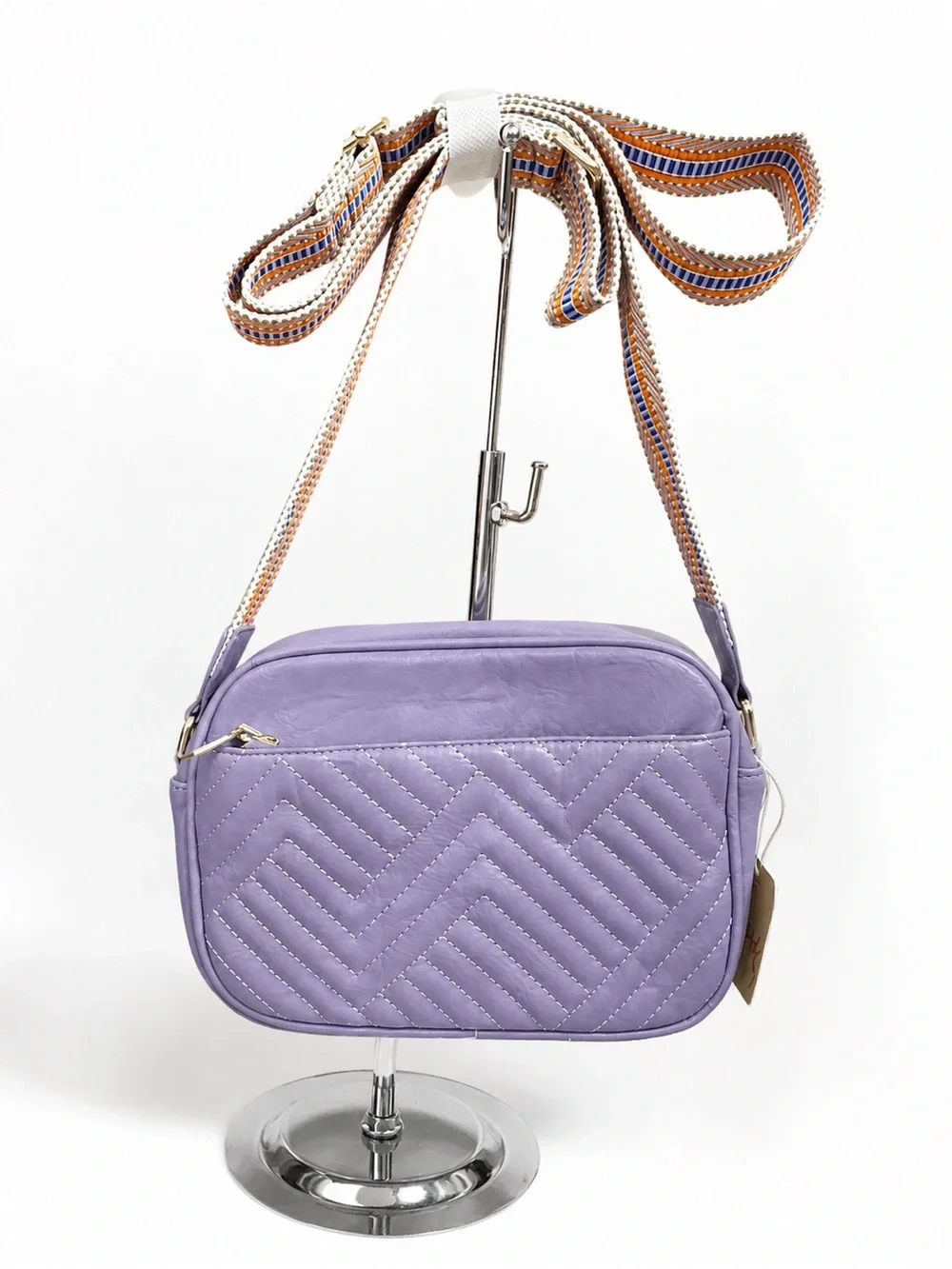 Purple Quilted Crossbody Bag Colorful Adjustable Guitar Strap New Boutique Purse
